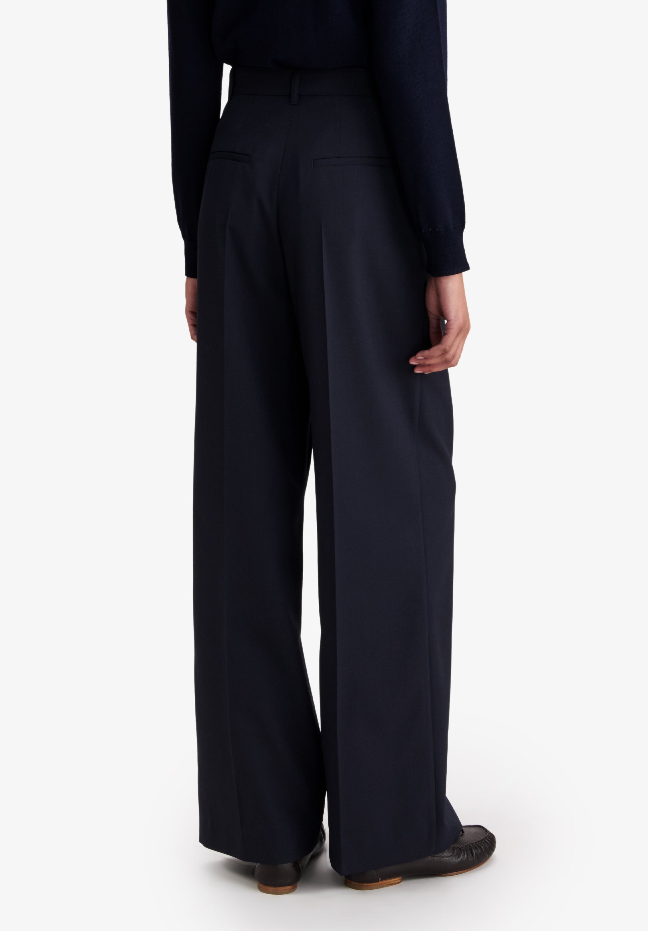 Loose navy blue organic cotton trousers - 4