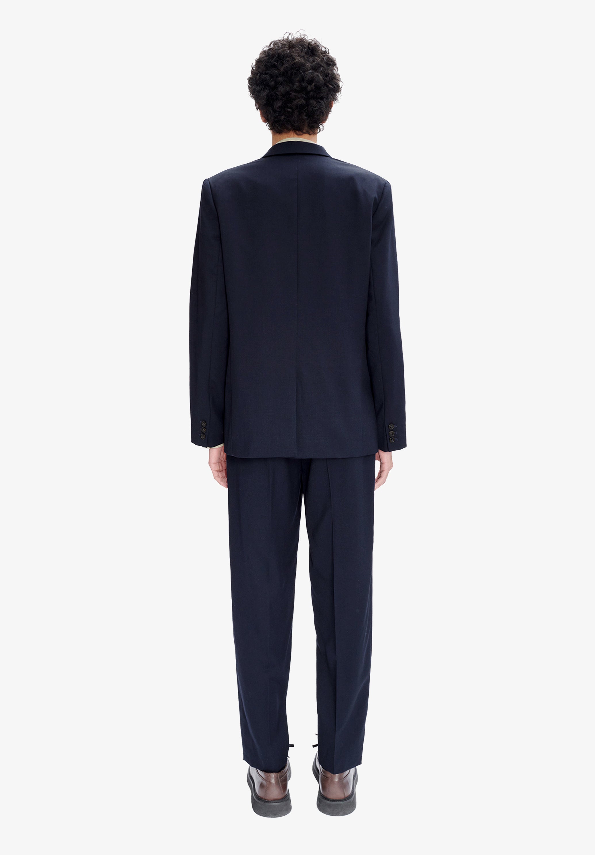 Navy blue suit jacket in wool-blend twill - 2