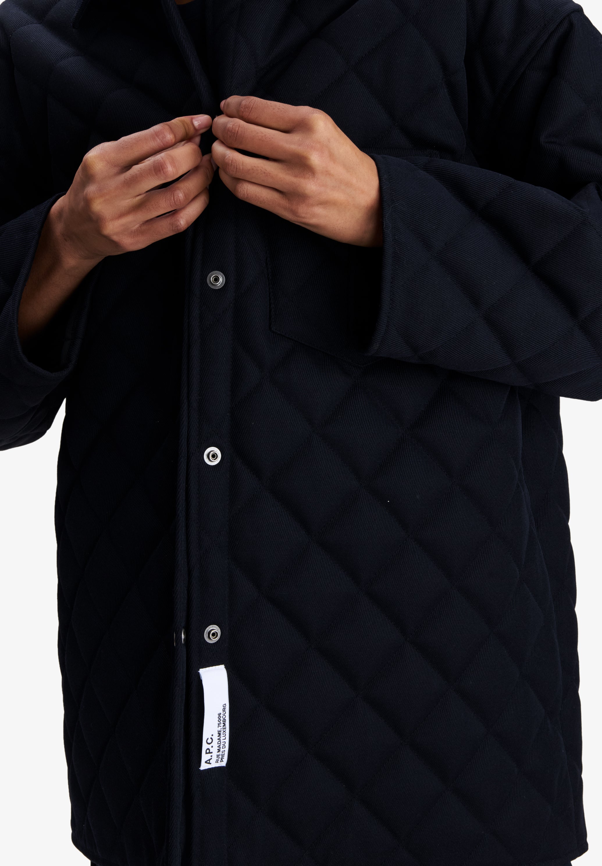 Navy blue quilted wool jacket | A.P.C.