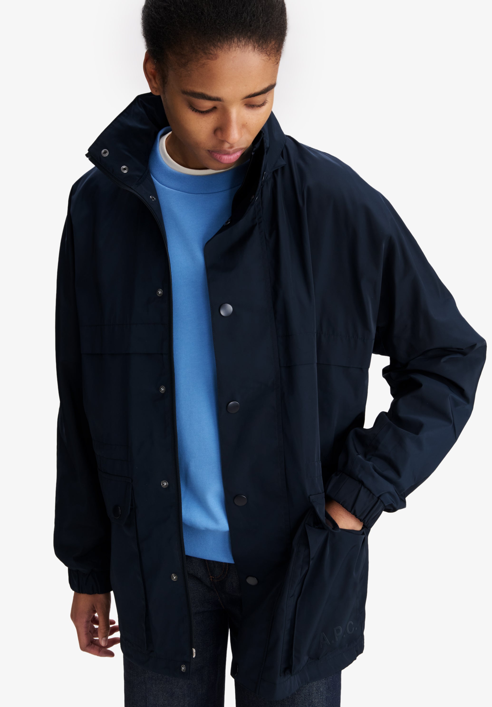 Navy blue windbreaker. - 6