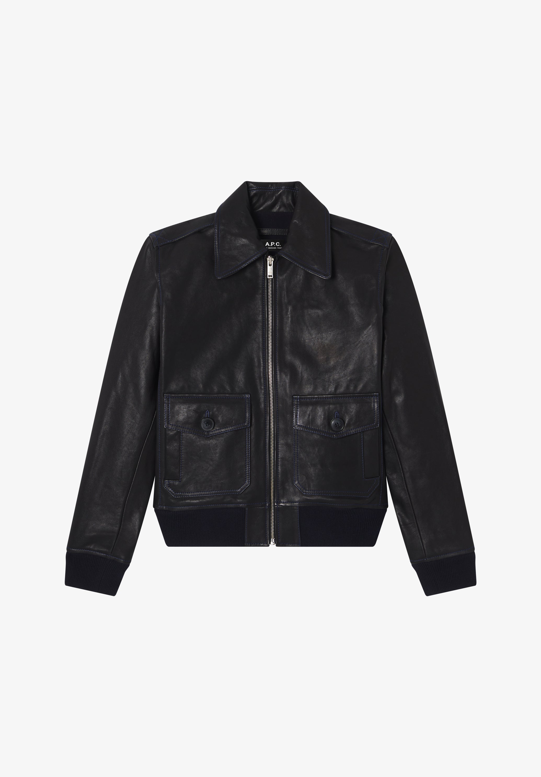 Short black leather jacket - 0