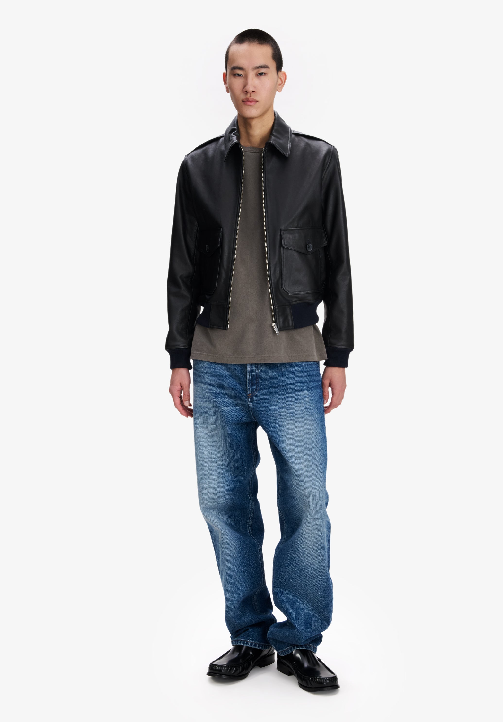 Short black leather jacket - 1
