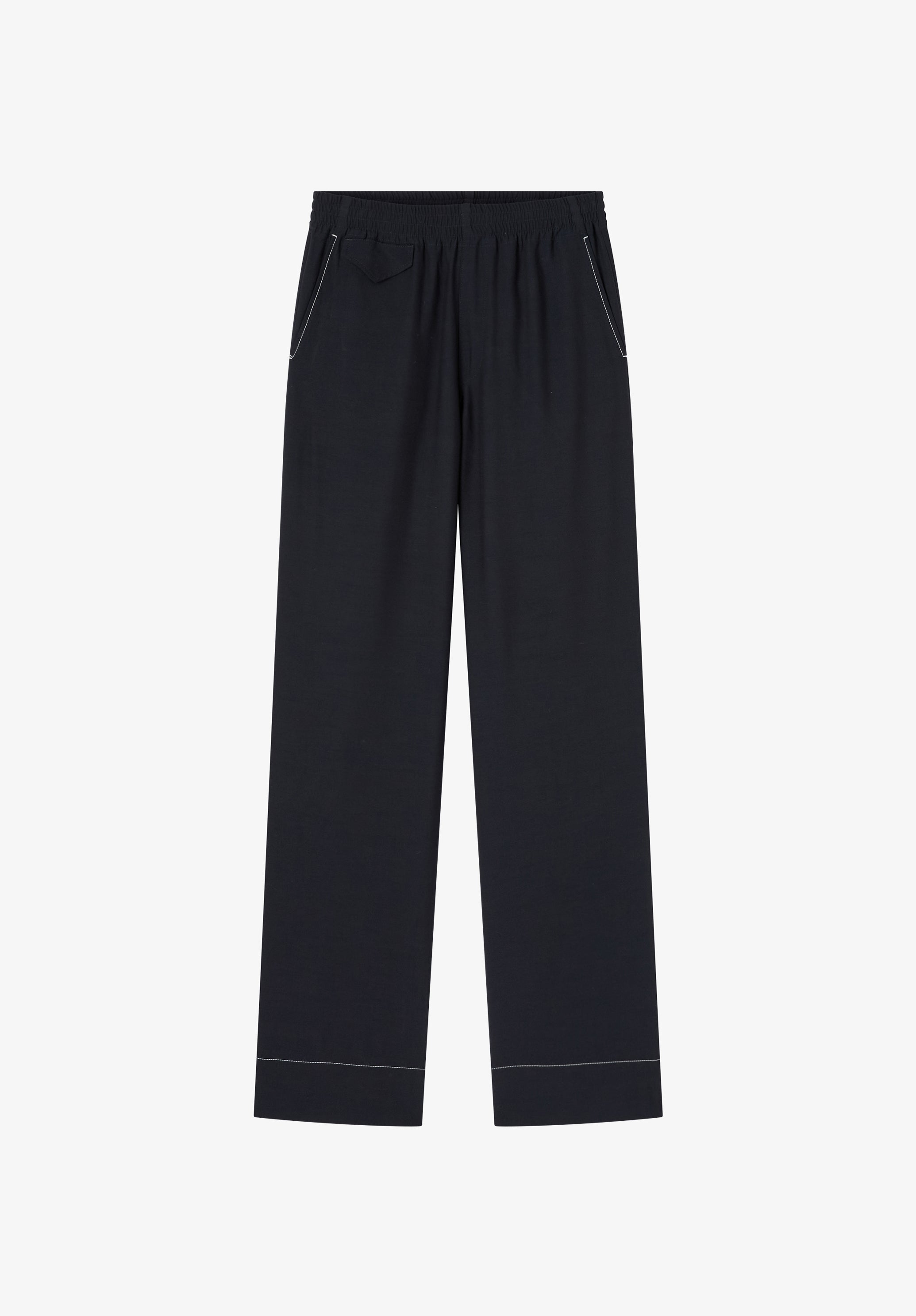 Navy blue topstitched trousers - 0