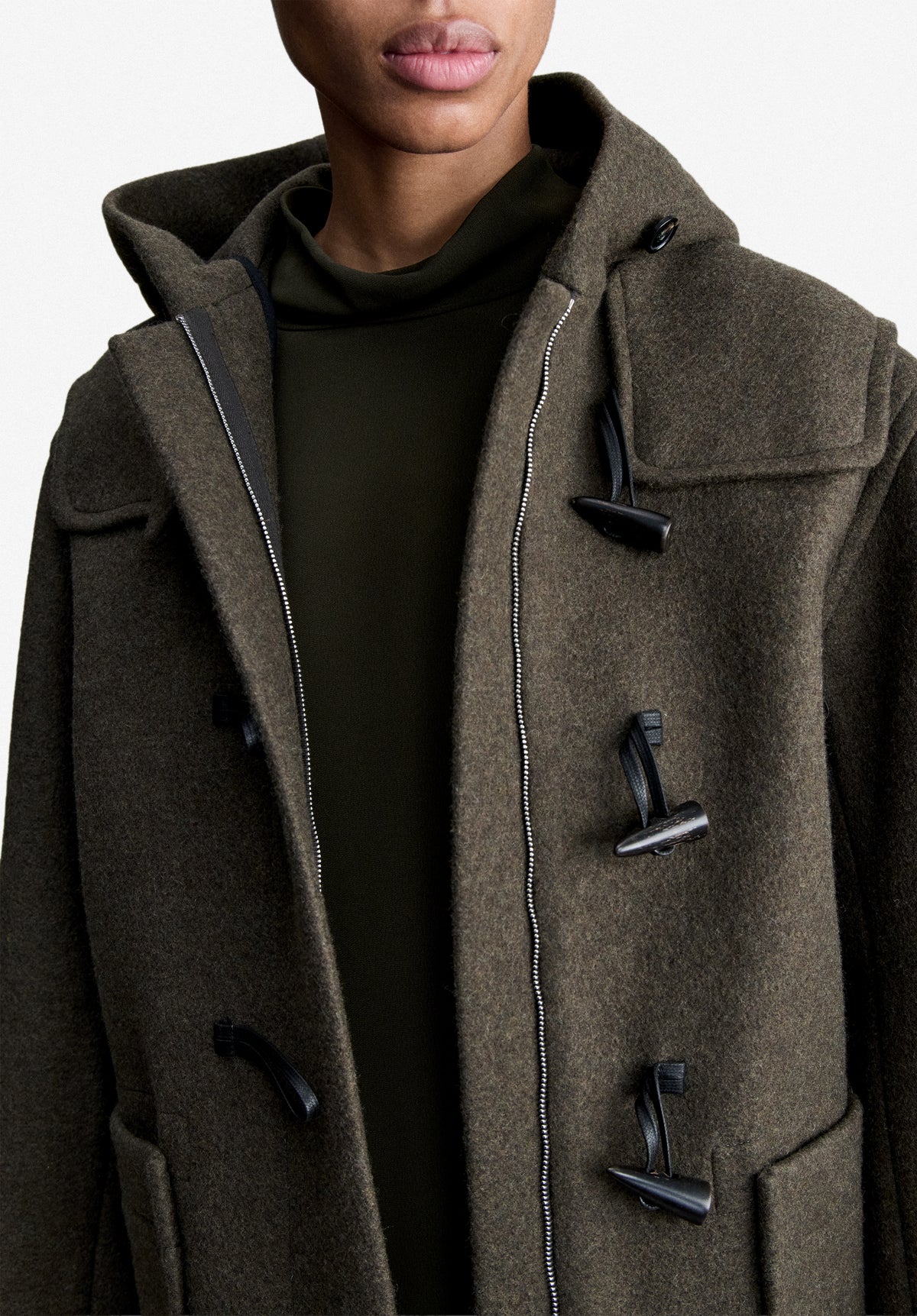Khaki recycled wool duffle coat - 4