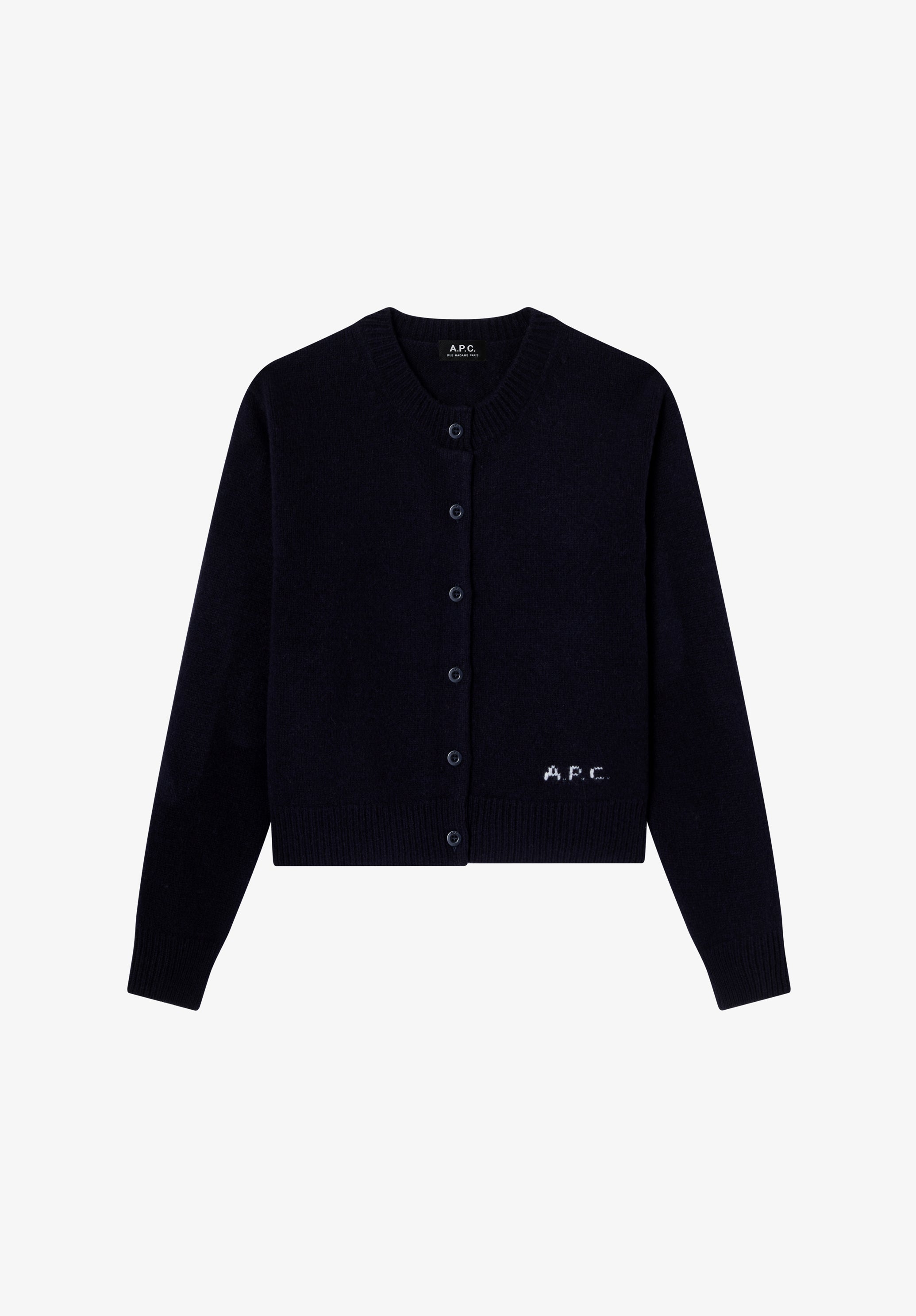 Short navy blue wool cardigan - 0