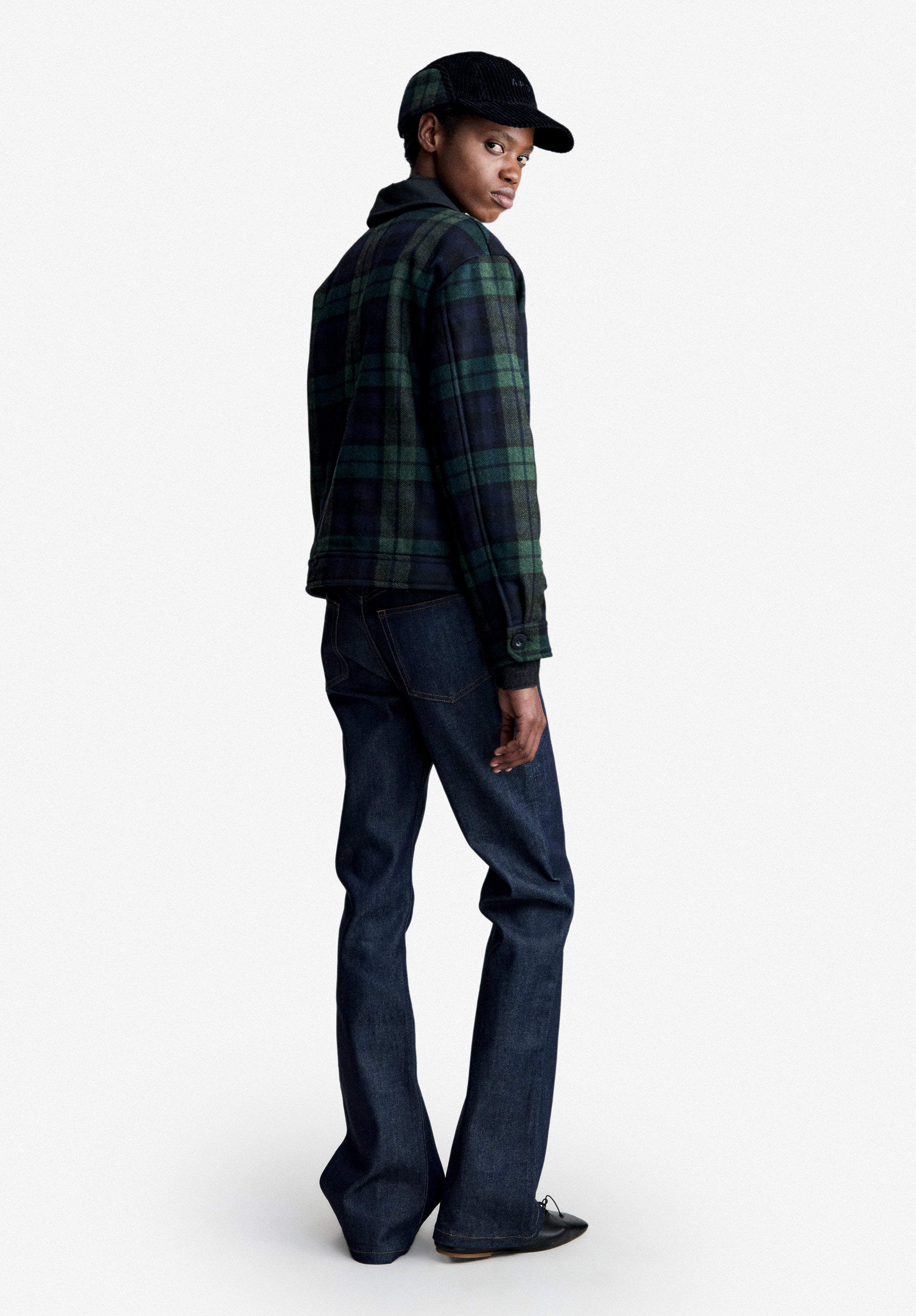 Navy blue checked jacket - 3