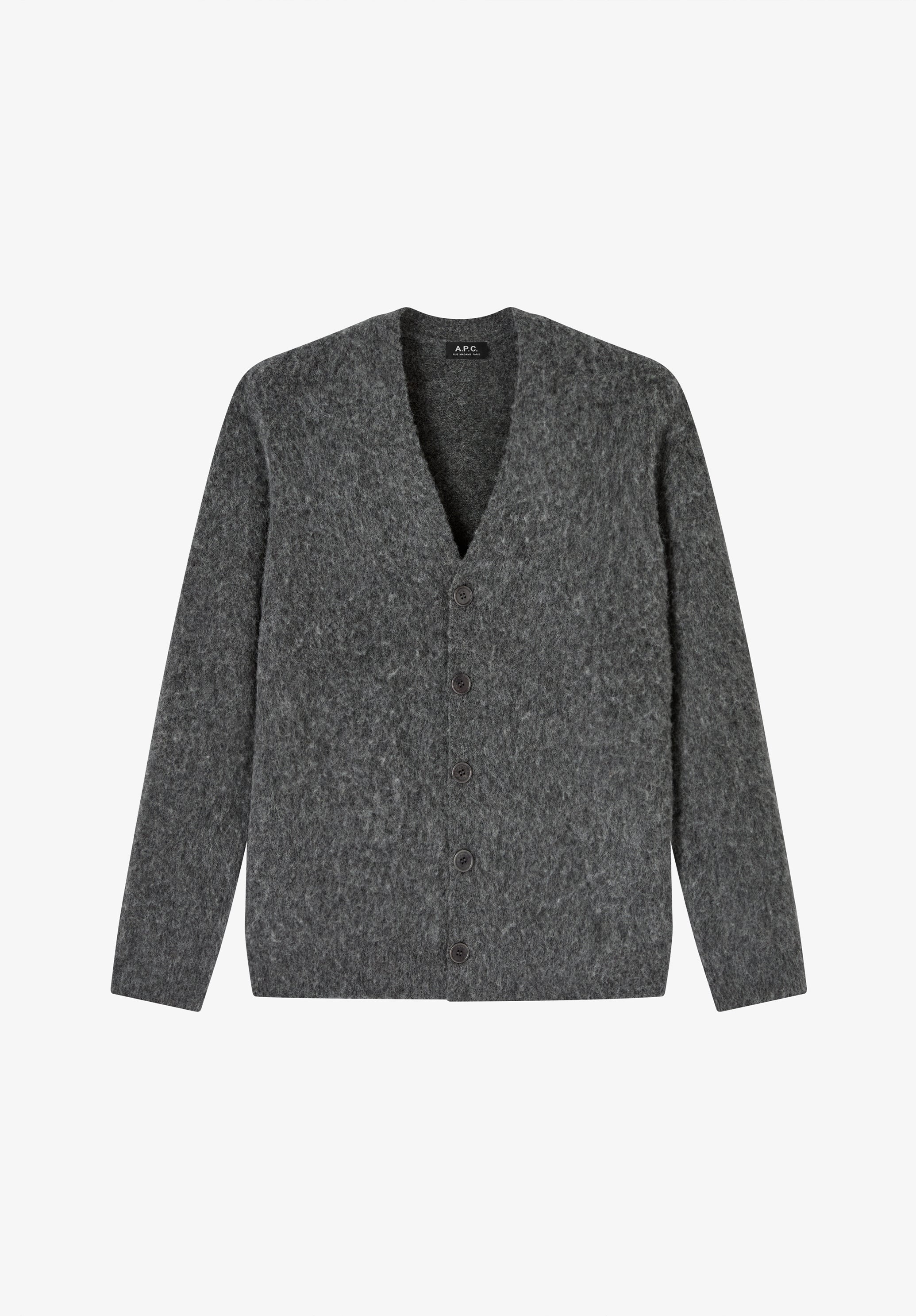 Charcoal grey alpaca wool cardigan - 0