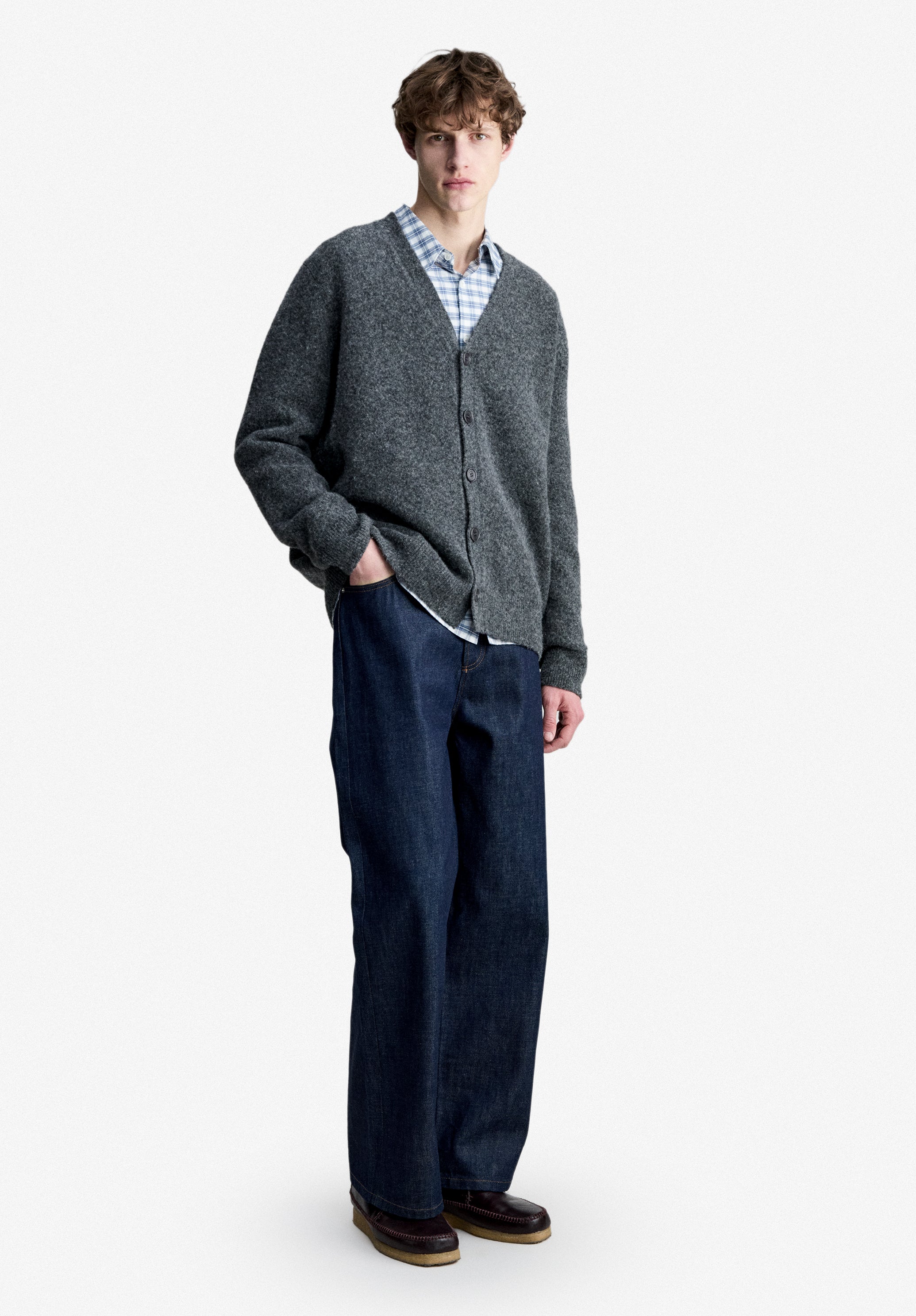 Charcoal grey alpaca wool cardigan - 1