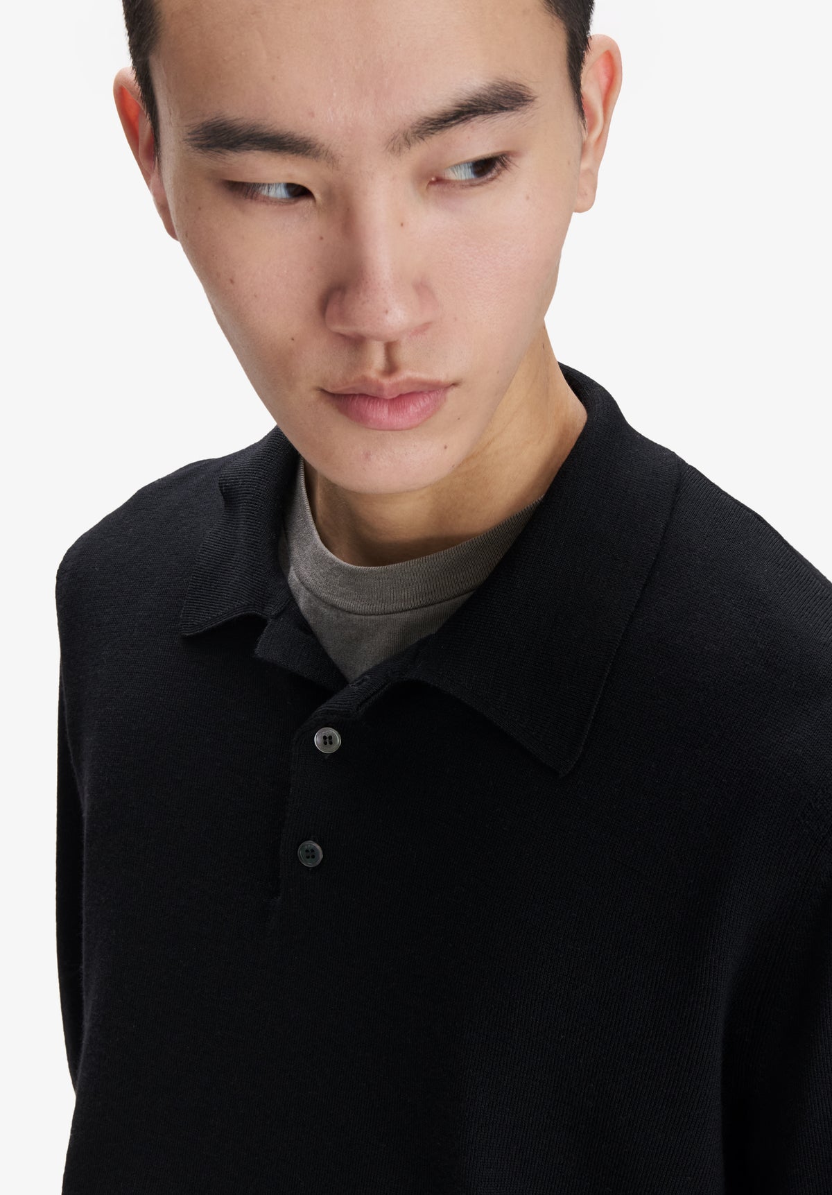 Long-sleeved wool polo shirt - 4