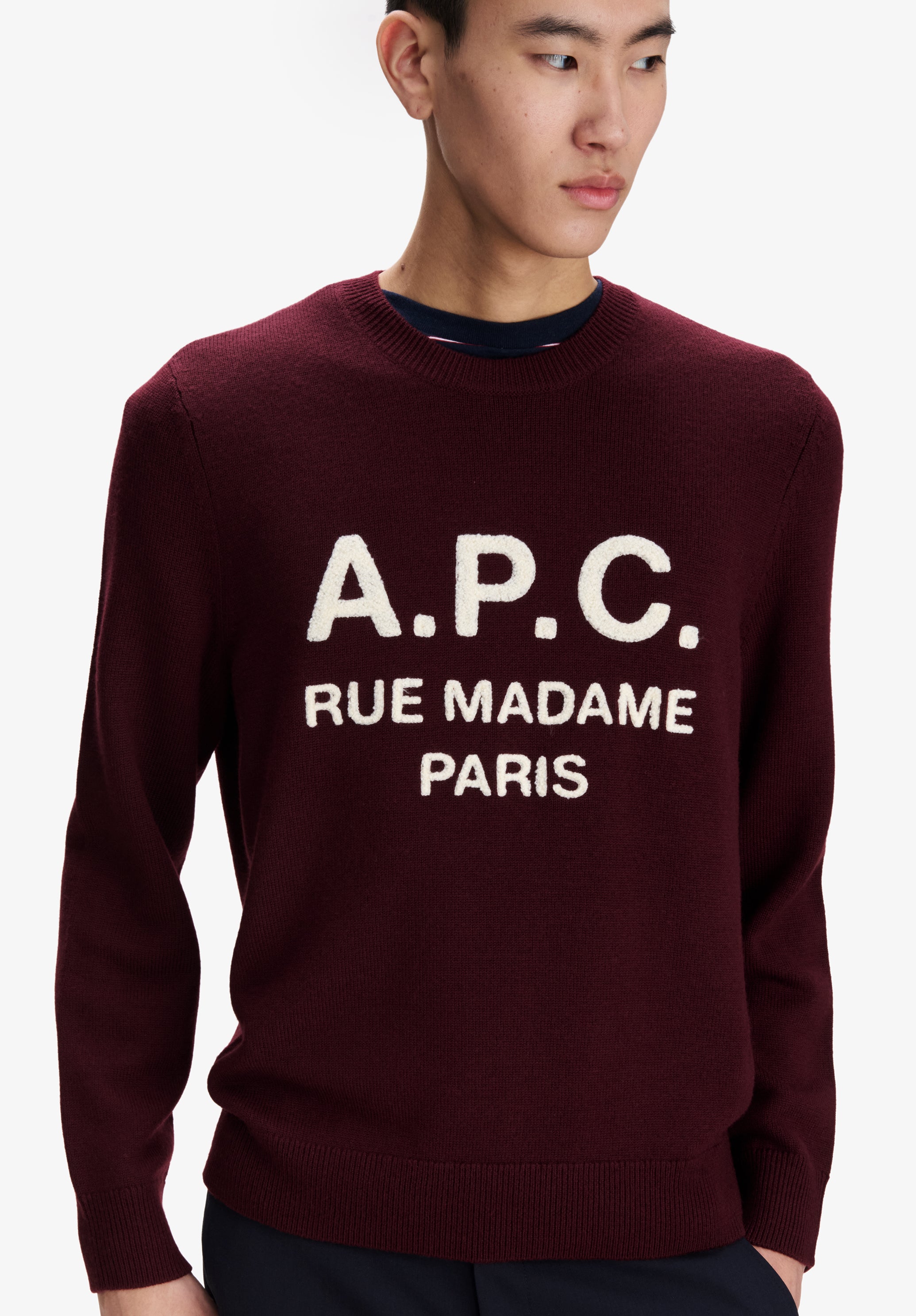 Burgundy sweater with A.P.C. logo - 3