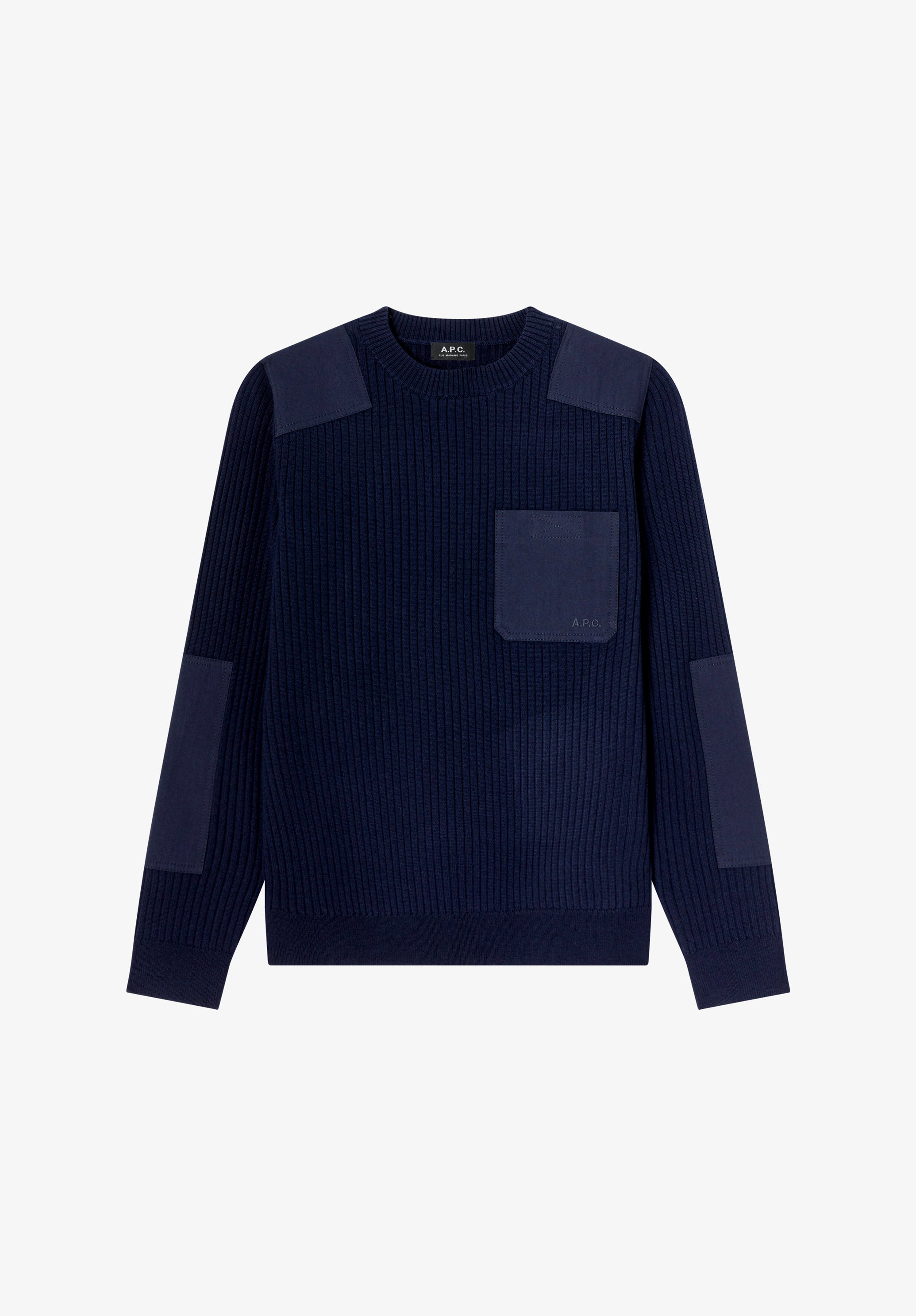 Navy blue merino wool military sweater - 0