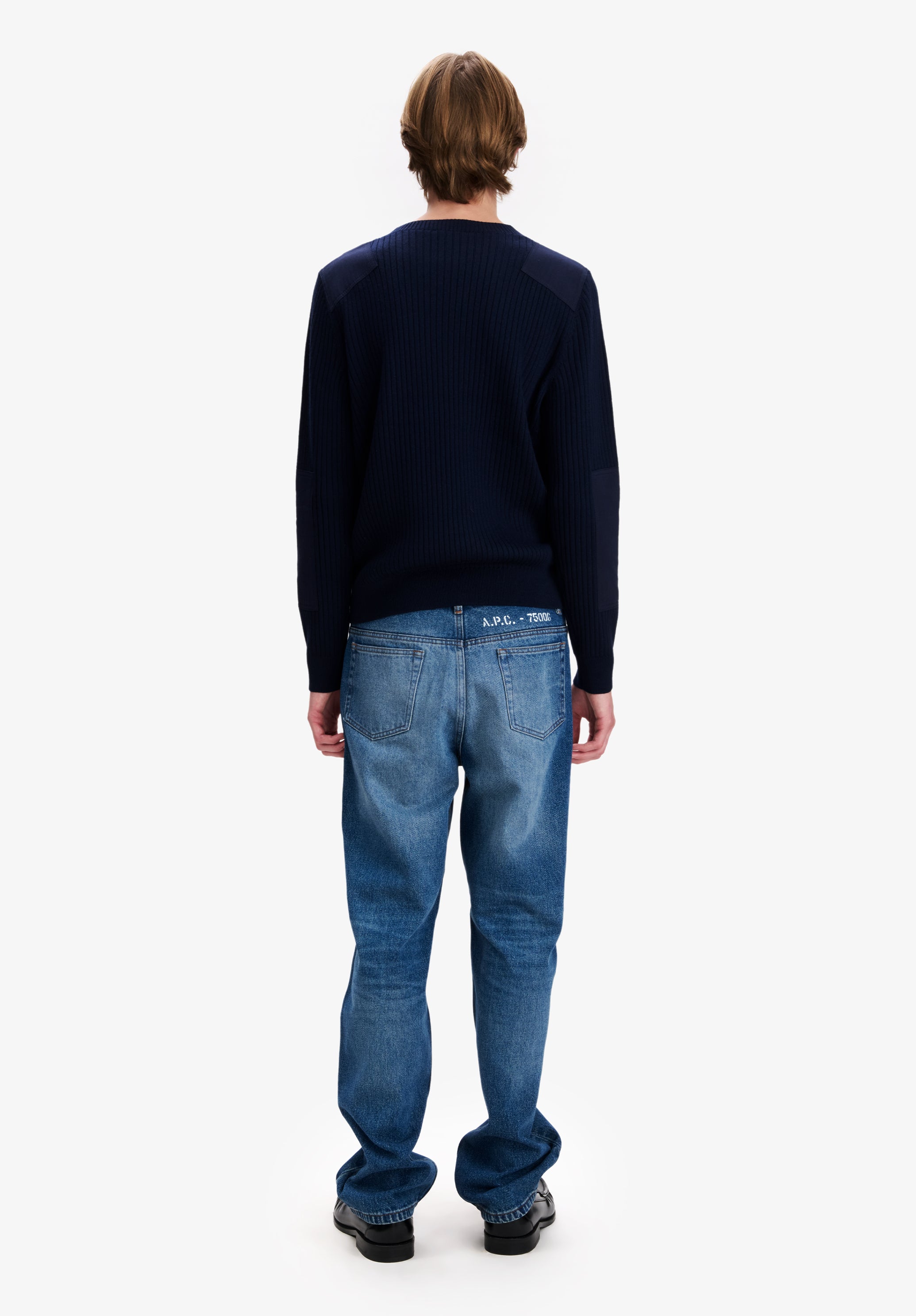 Navy blue merino wool military sweater - 2