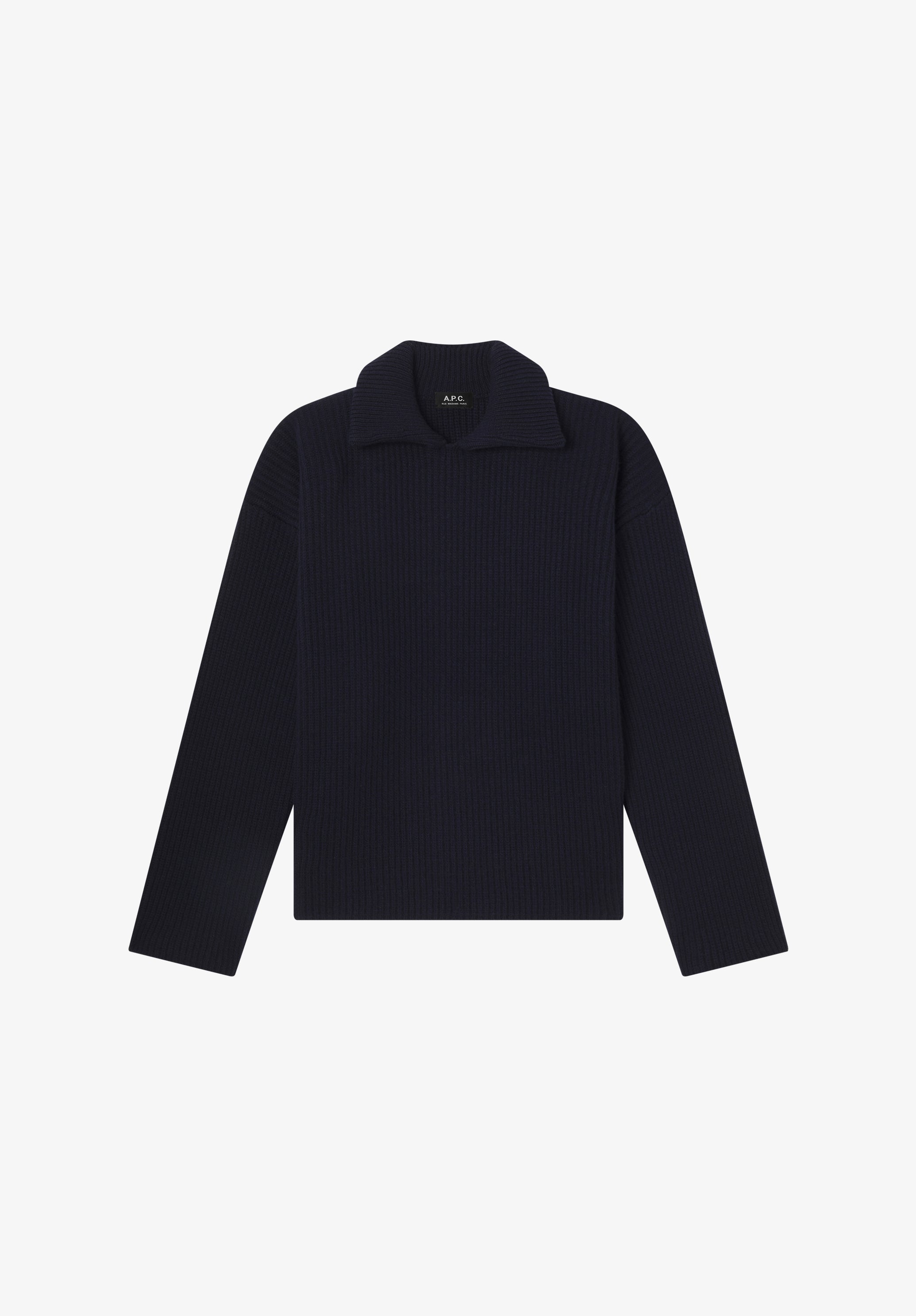 Wide-rib jumper with spread collar - 0