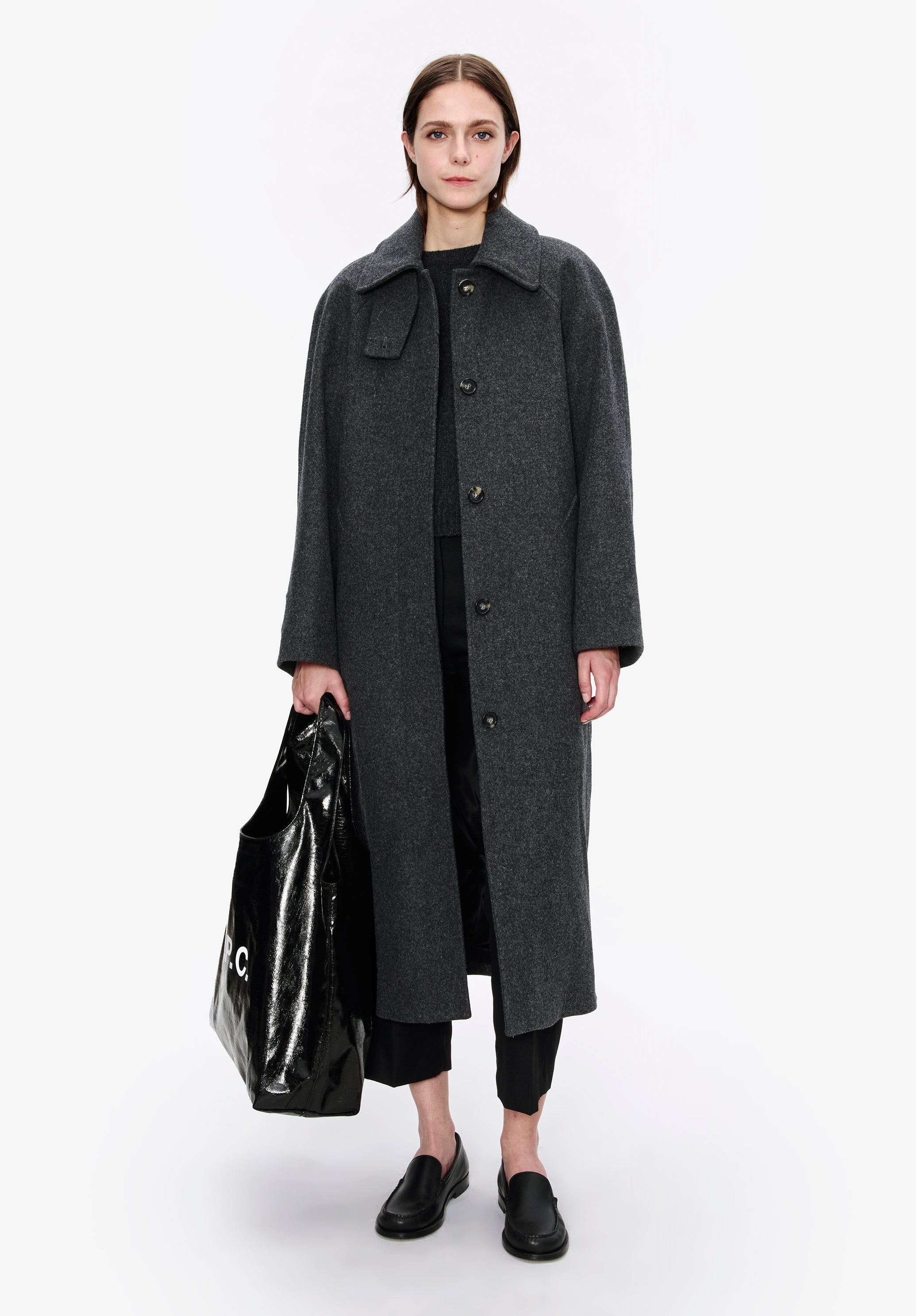 Solid-colour coat with raglan sleeves - 4